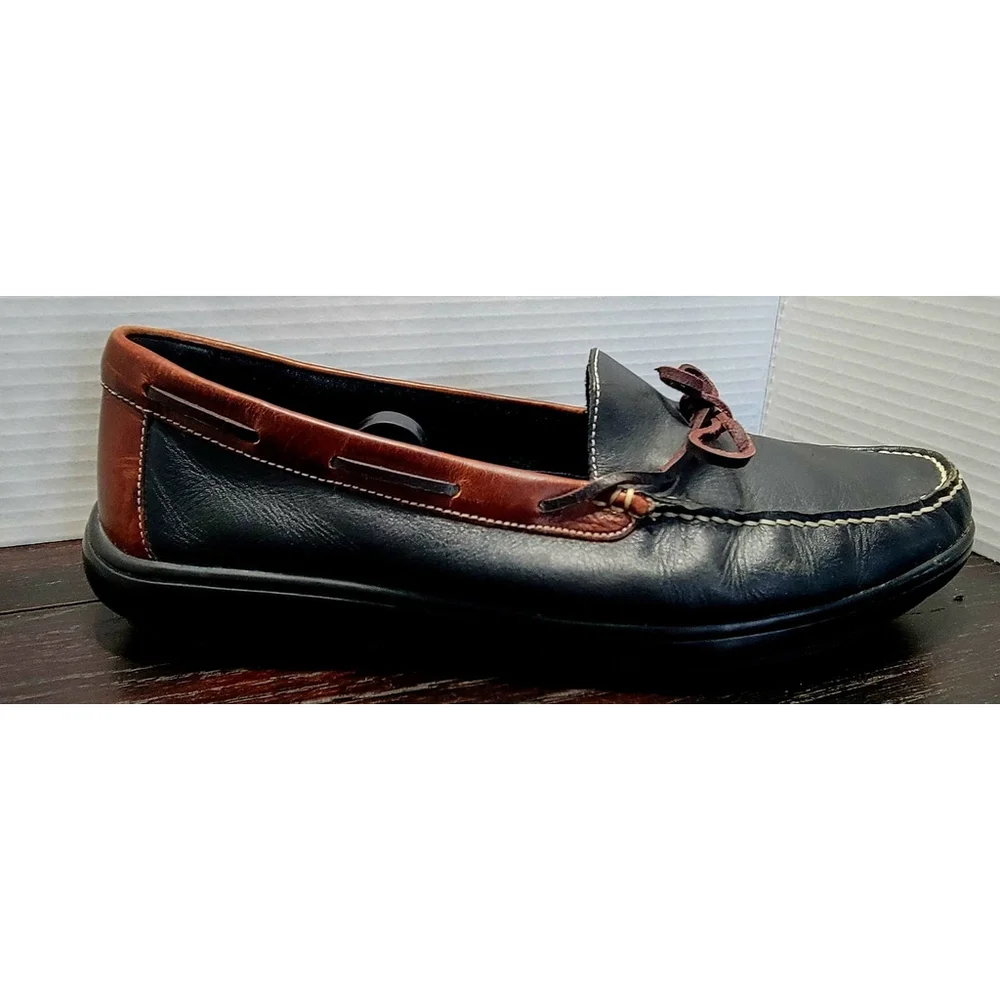 Cole Haan Men's Black and Brown Boat Shoes Preppy Classic Mens Size 13